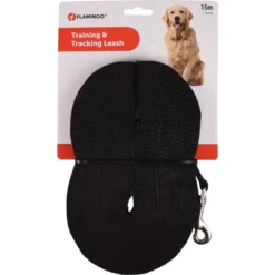 Flamingo Laisse D'Entrainement Et à Pister Ziggi Noir 1500cm 20mm