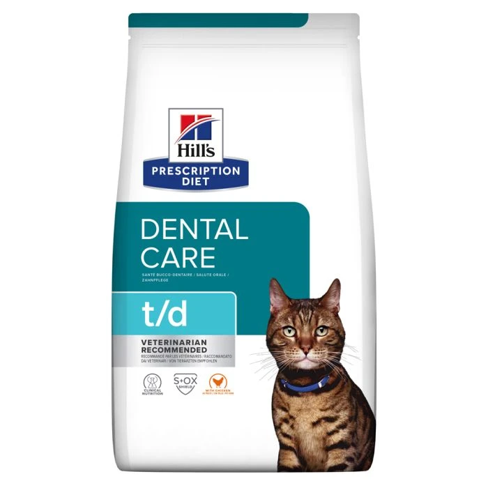 Hill's Prescription Diet T/D Croquettes Pour Chat Au Poulet 1 Hill's Prescription Diet T/D Croquettes Pour Chat Au Poulet