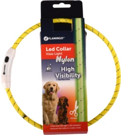 Flamingo Collier Led Visio Light Nylon Réfléchissant Jaune 33-63,5cm 8mm -Éco Pattes 25107de383161ff25fa388331dc0fb9ee505055fb475a090df6647292b95047e scaled