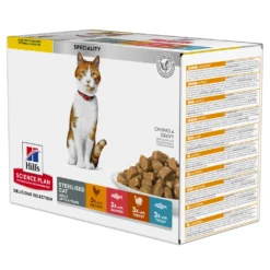Hill's Science Plan Adult Sterilised Croquettes Et Boîtes Pour Chat Stérilisé -Éco Pattes Hills science plan cat adult sterilised meals bags mix pack chicken turkey salmon trout 1