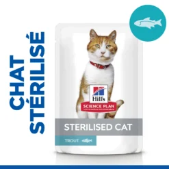 Hill's Science Plan Adult Sterilised Pack Mixte Sachets Repas Chat - 12 X 85g (3 Poulet, 3 Dinde, 3 Saumon, 3 Truite) 14 Hill's Science Plan Adult Sterilised Pack Mixte Sachets Repas Chat - 12 X 85g (3 Poulet, 3 Dinde, 3 Saumon, 3 Truite) -Éco Pattes Hills science plan chat adult sterilised sachet repas pack mixte poulet dinde saumon truite 3 FR
