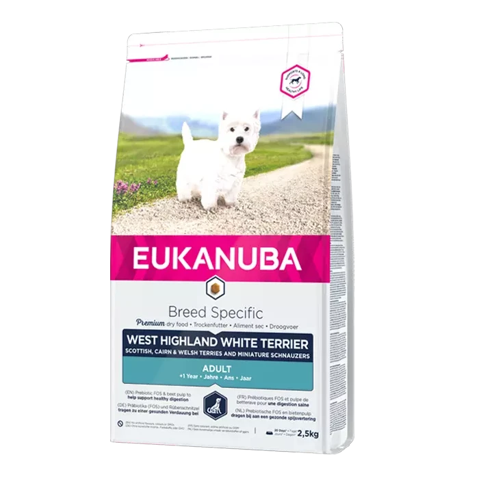 Eukanuba West Highland White Terrier Pour Chien 2,5kg 1 Eukanuba West Highland White Terrier Pour Chien 2,5kg