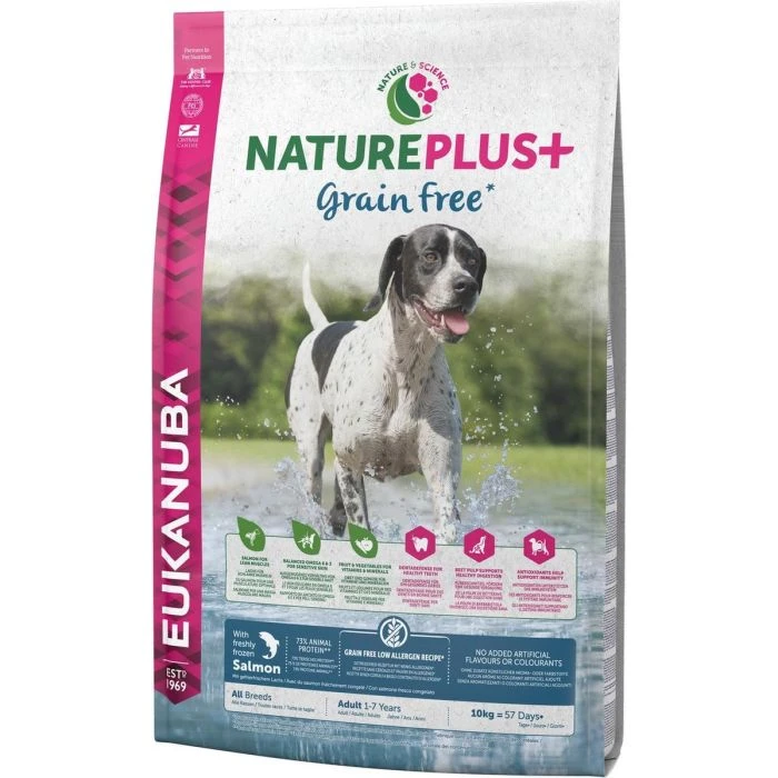 Eukanuba Natureplus+ Adulte - Sans Céréales - Saumon - 10kg 1 Eukanuba Natureplus+ Adulte - Sans Céréales - Saumon - 10kg